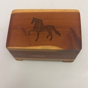 Small wooden Morgan horse jewelry box
